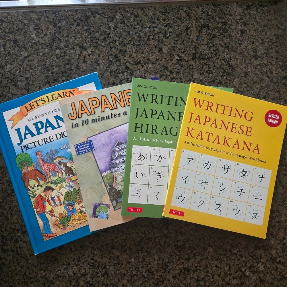 Japanese Language Learning Book Lot Picture Dictionary Writing Workbooks Intro
